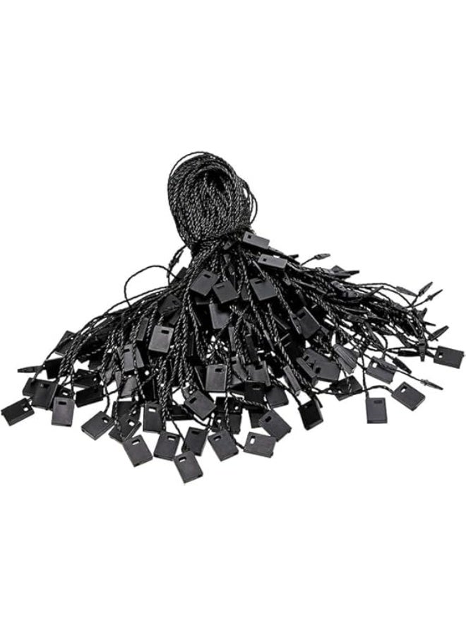 خيط لتعليق الملابس وشنط الهدايا وبطاقات الاسعار والاحذية، حلقة قفل بمشبك وخطاف، حبل للاحزمة، مربعات الجيب، ملحقات ملصقات الامتعة، 1000 قطعه من النايلون مقاس17سم (الاسود) - Image 1